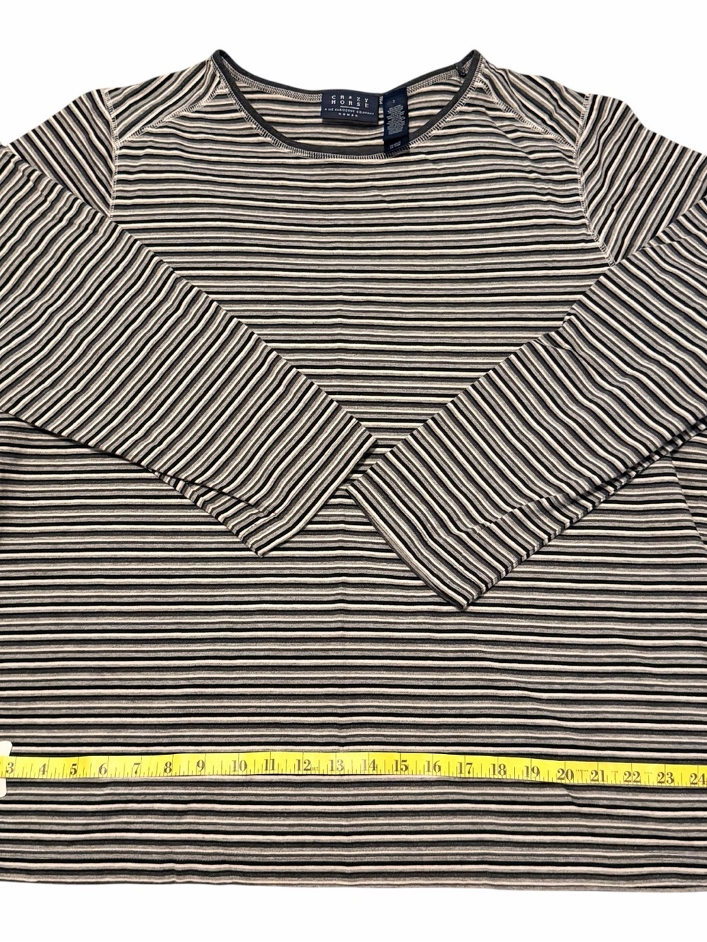 Women’s Long Sleeve Striped Tee - Black & Cream
